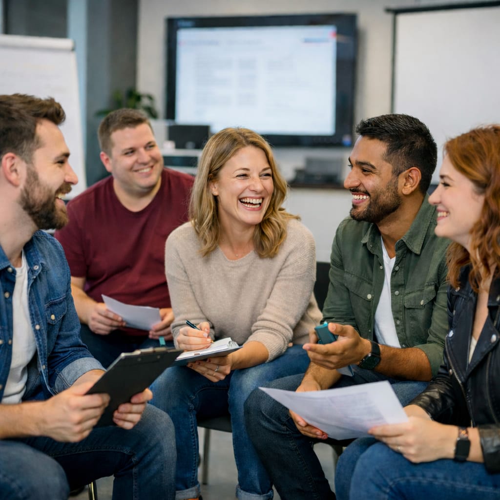Teilnehmer im Gespräch bei systemischem Business Coaching